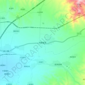 Mappa topografica 李家堡乡, altitudine, rilievo