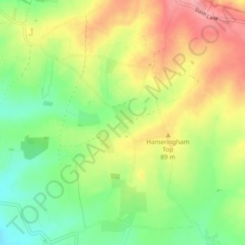Mappa topografica Low Hameringham, altitudine, rilievo