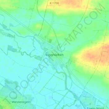 Mappa topografica Etgersleben, altitudine, rilievo