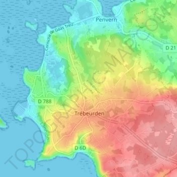 Mappa topografica Veades, altitudine, rilievo