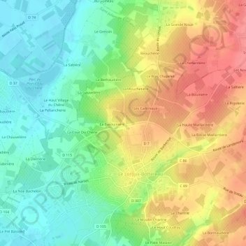 Mappa topografica La Ceriseraie, altitudine, rilievo