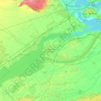 Mappa topografica Salaberry-de-Valleyfield, altitudine, rilievo
