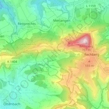 Mappa topografica Kleinishof, altitudine, rilievo