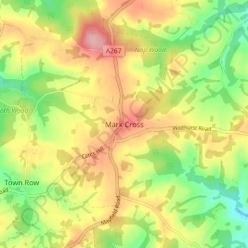 Mappa topografica Mark Cross, altitudine, rilievo