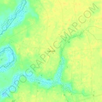 Mappa topografica Hays Mill, altitudine, rilievo