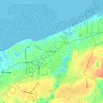 Mappa topografica East Brewster, altitudine, rilievo