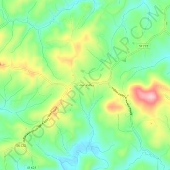 Mappa topografica Indian Valley, altitudine, rilievo