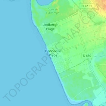 Mappa topografica Denneville Plage, altitudine, rilievo