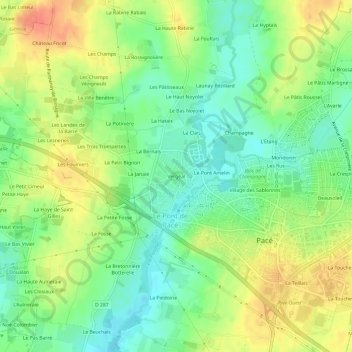 Mappa topografica Vergéal, altitudine, rilievo