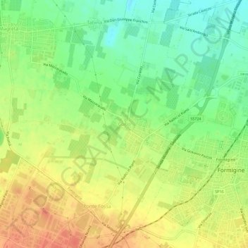 Mappa topografica Corlo, altitudine, rilievo