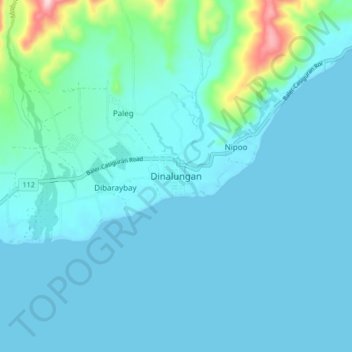 Mappa topografica Dinalungan, altitudine, rilievo