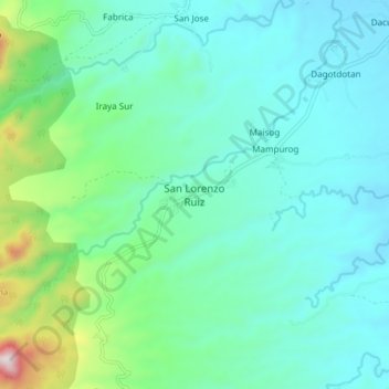 Mappa topografica San Lorenzo Ruiz, altitudine, rilievo