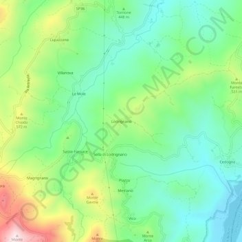 Mappa topografica Lodrignano, altitudine, rilievo