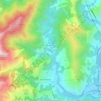 Mappa topografica Torri Inferiore, altitudine, rilievo