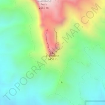 Mappa topografica El Capitan, altitudine, rilievo
