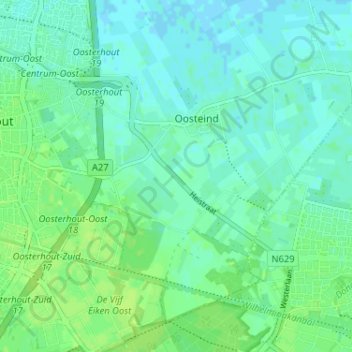 Mappa topografica Heistraat, altitudine, rilievo