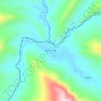 Mappa topografica Bichanak, altitudine, rilievo