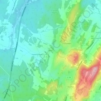 Mappa topografica Bodet, altitudine, rilievo
