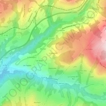 Mappa topografica Le Regallet, altitudine, rilievo