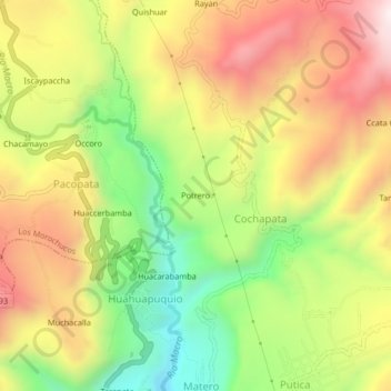 Mappa topografica Potrero, altitudine, rilievo