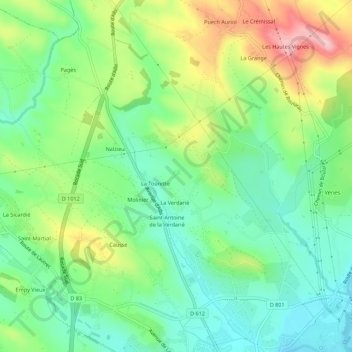 Mappa topografica La Vivarié, altitudine, rilievo