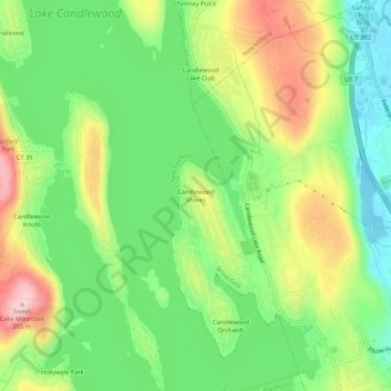 Mappa topografica Candlewood Shores, altitudine, rilievo