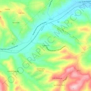 Mappa topografica Collerenti, altitudine, rilievo