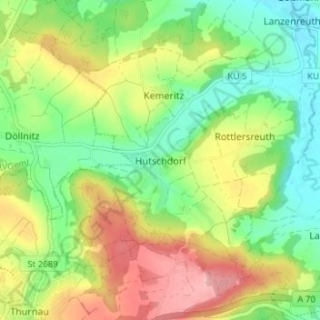 Mappa topografica Hutschdorf, altitudine, rilievo