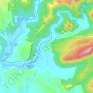 Mappa topografica Uzunlar, altitudine, rilievo