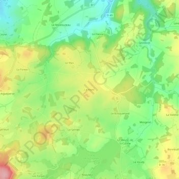 Mappa topografica Le Mont, altitudine, rilievo