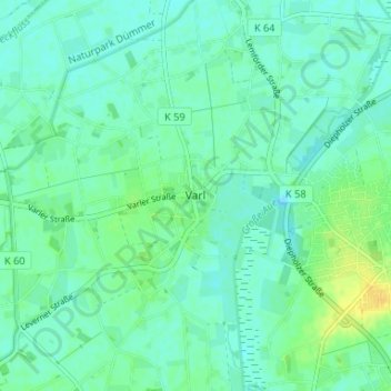 Mappa topografica Varl, altitudine, rilievo