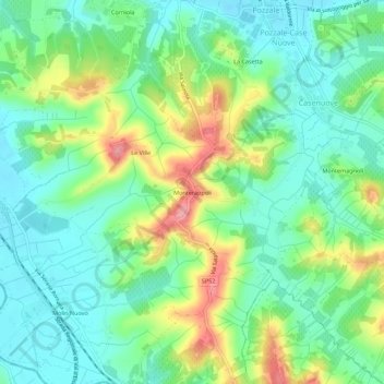 Mappa topografica Monterappoli, altitudine, rilievo