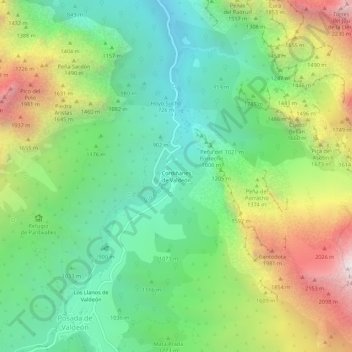 Mappa topografica Cordiñanes de Valdeón, altitudine, rilievo