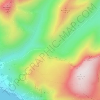 Mappa topografica Newlands Pass, altitudine, rilievo