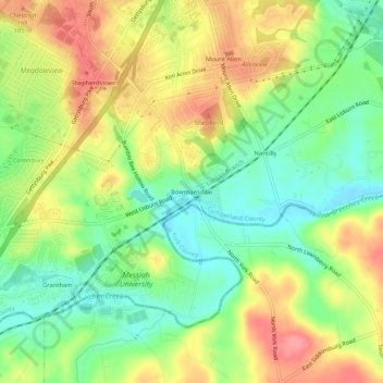 Mappa topografica Bowmansdale, altitudine, rilievo