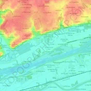Mappa topografica Les Granges, altitudine, rilievo