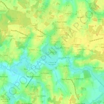 Mappa topografica Les Courtelets, altitudine, rilievo