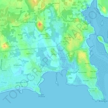 Mappa topografica Kerdual, altitudine, rilievo