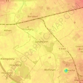 Mappa topografica Zweenfurth, altitudine, rilievo