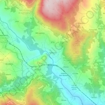 Mappa topografica Sambuca, altitudine, rilievo