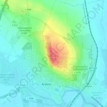 Mappa topografica Weinberg, altitudine, rilievo