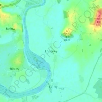 Mappa topografica Longney, altitudine, rilievo