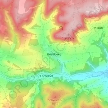 Mappa topografica Heilsberg, altitudine, rilievo