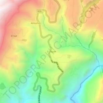 Mappa topografica Cunquer, altitudine, rilievo