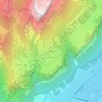 Mappa topografica Le Neyroud, altitudine, rilievo