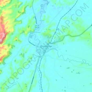 Mappa topografica Ōtorohanga, altitudine, rilievo