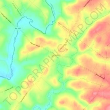 Mappa topografica Homeville, altitudine, rilievo