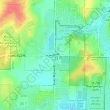 Mappa topografica Five Points, altitudine, rilievo