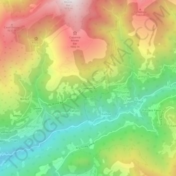 Mappa topografica Corticiasca, altitudine, rilievo