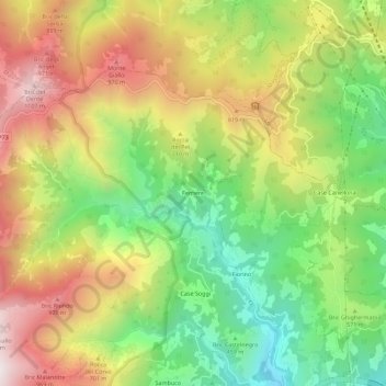 Mappa topografica Ferriere, altitudine, rilievo